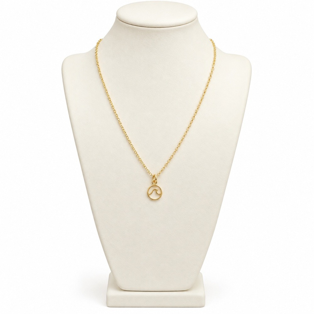 Pura Vida Wave Necklace Gold Plated 925 Sterling Silver 18 Inch Cable Chain